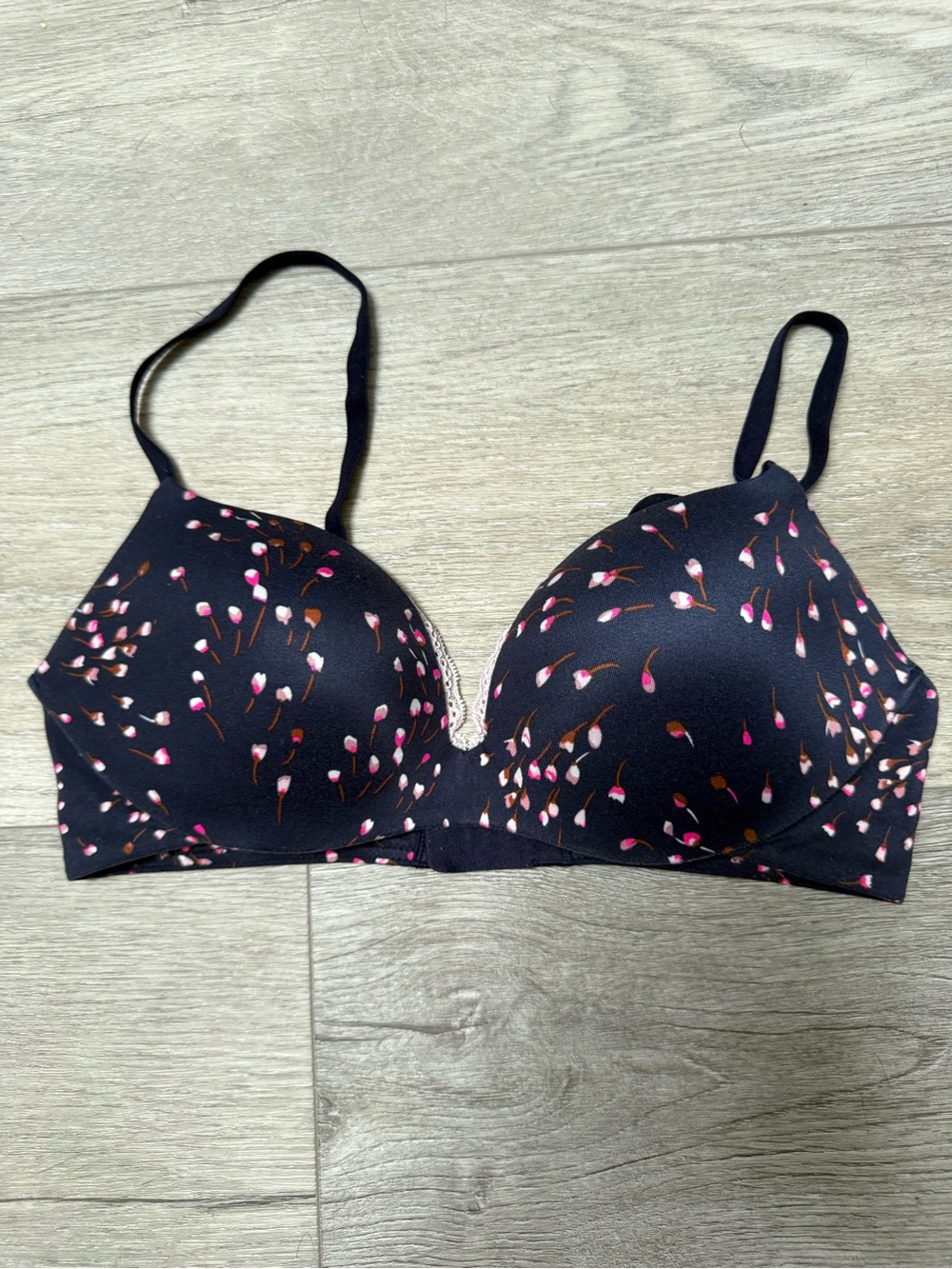 Black Floral Push-Up Bra - Women Intimates & Sleepwear